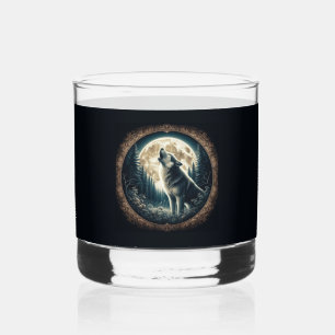 Klassischer, Vintager Wolf und Mond Whiskyglas