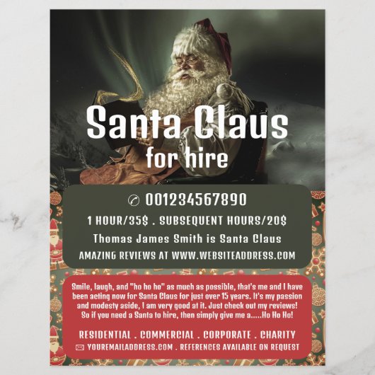Klassischer Vorlese-Weihnachtsmann, Weihnachtsmann Flyer (Vorne)
