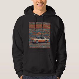 Klassischer Wagen mit abstrakter Wüstenlandschaft Hoodie