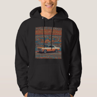 Klassischer Wagen mit abstrakter Wüstenlandschaft Hoodie