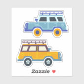 Klassischer Wagen mit Vierradantrieb, goldblau Aufkleber (Blatt)