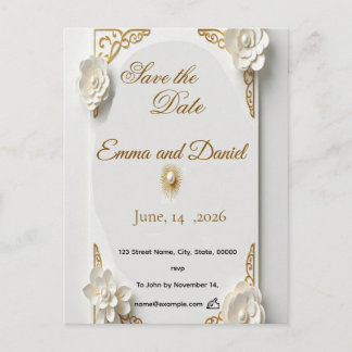 Klassischer Wasserfarbe Gold Luxus Frole Rahmen Ankündigungspostkarte