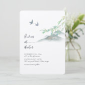 Klassischer Wasserfarben Friedlicher grüner Berg Einladung (Stehend Vorderseite)