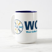 Klassischer WCCA-Kaffeebecher Zweifarbige Tasse (Vorderseite Links)