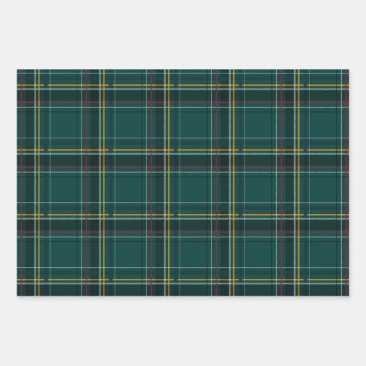Klassischer Weihnachten karierter festlicher grüne Geschenkpapier Set (Vorderseite 3)