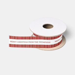Klassischer Weihnachten Rot Gingham Karo Familienn Satinband