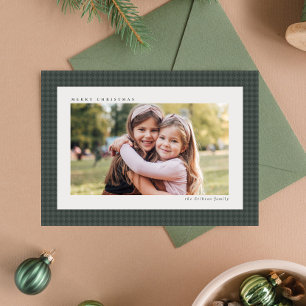 Klassischer Weihnachts-Hahnentritt ein Foto grün Feiertagskarte