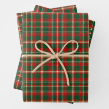 Klassischer Weihnachts-Karo-Tartan Rot Grün Gold