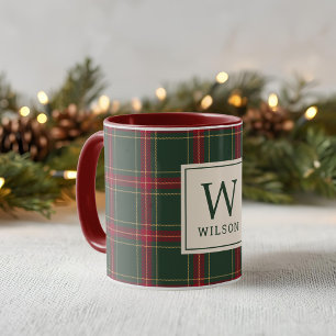 Klassischer Weihnachts-Karoprintern Familienname M Tasse