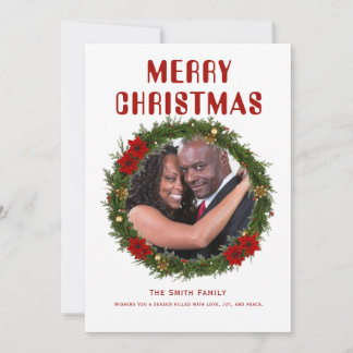 Klassischer Weihnachts-Kranz Familienfoto-Feiertag Einladung