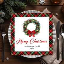 Klassischer Weihnachts-Kranz-Servietten mit indivi