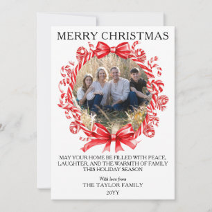 Klassischer Weihnachts-Lutscher-Kranz Familie Feiertagskarte