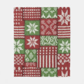 Klassischer Weihnachts-Patchwork-Strick - Rot, Grü Fleecedecke (Vorderseite)