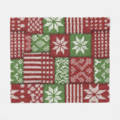 Klassischer Weihnachts-Patchwork-Strick - Rot, Grü Fleecedecke (Vorderseite (Horizontal))