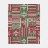 Klassischer Weihnachts-Patchwork-Strick - Rot, Grü Fleecedecke (Vorderseite)