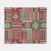 Klassischer Weihnachts-Patchwork-Strick - Rot, Grü Fleecedecke (Vorderseite (Horizontal))