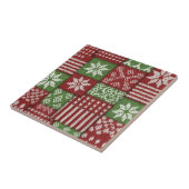 Klassischer Weihnachts-Patchwork-Strick - Rot, Grü Fliese (Seite)