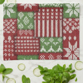 Klassischer Weihnachts-Patchwork-Strick - Rot, Grü Geschirrtuch (Gefaltet)