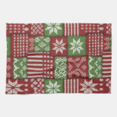 Klassischer Weihnachts-Patchwork-Strick - Rot, Grü Geschirrtuch (Horizontal)