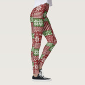 Klassischer Weihnachts-Patchwork-Strick - Rot, Grü Leggings (Rechts)
