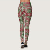 Klassischer Weihnachts-Patchwork-Strick - Rot, Grü Leggings (Rückseite)