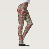 Klassischer Weihnachts-Patchwork-Strick - Rot, Grü Leggings (Rechts)