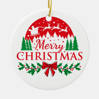 "Klassischer Weihnachts-Reh- und Santa-Schmuck Keramik Ornament
