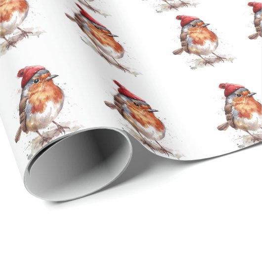 Klassischer Weihnachts-Rotkehlchen, individuell Geschenkpapier (Rolleneckpunkt)