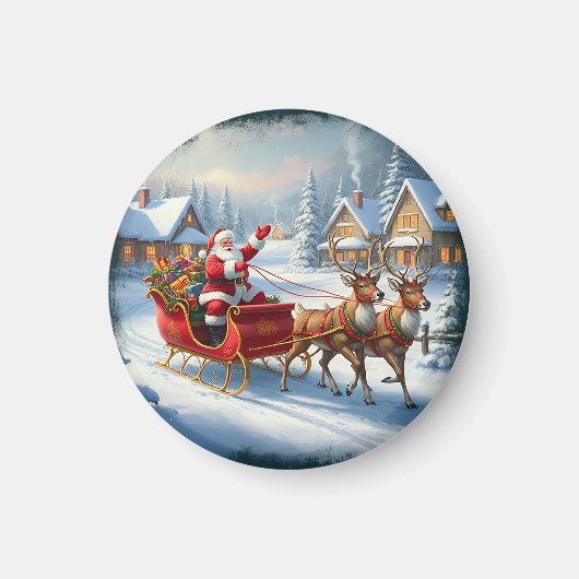 Klassischer Weihnachts-Rundschmuck Magnet (Vorne)