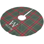 Klassischer Weihnachts-Tartan-Karo-Monogramm Polyester Weihnachtsbaumdecke (Schrägansicht)