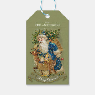 Klassischer Weihnachts Vintager Weihnachtsmann Cus Geschenkanhänger