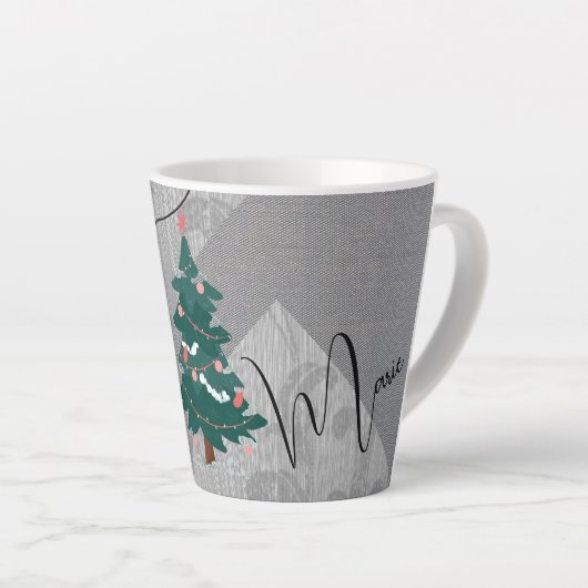 Klassischer Weihnachtsbaum Chic Monochrome Floral Milchtasse (Rechte Ecke)