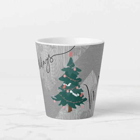 Klassischer Weihnachtsbaum Chic Monochrome Floral  Milchtasse (Vorderseite)