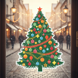 Klassischer Weihnachtsbaum-Fensteraufkleber Fensteraufkleber