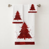 Klassischer Weihnachtsbaum | Festival Rich Crimson Badhandtuch Set (Insitu)