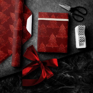 Klassischer Weihnachtsbaum | Festival Rich Crimson Geschenkpapier