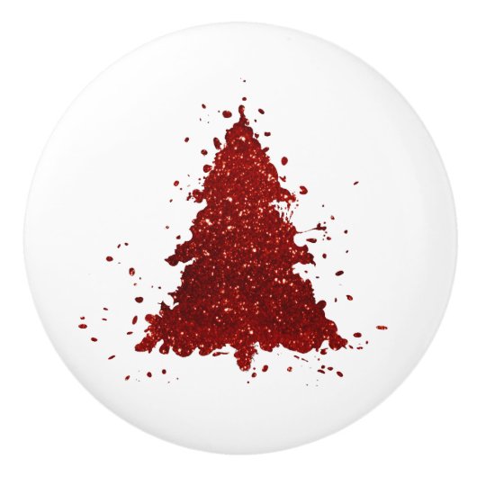 Klassischer Weihnachtsbaum | Festival Rich Crimson Keramikknauf (Vorderseite)