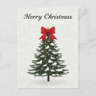 Klassischer Weihnachtsbaum mit roter Schleife Feiertagspostkarte