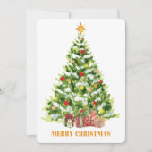Klassischer Weihnachtsbaum präsentiert Aquarellbil Feiertagskarte (Vorderseite)