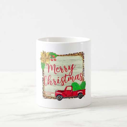 Klassischer Weihnachtsbaum & Red Christmas Truck Kaffeetasse (Mittel)