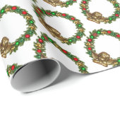 Klassischer Weihnachtsgel und Kranz Geschenkpapier (Rolleneckpunkt)