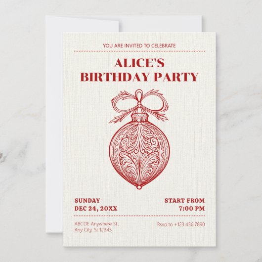 Klassischer Weihnachtsgeschmack Einladung (Vorderseite)