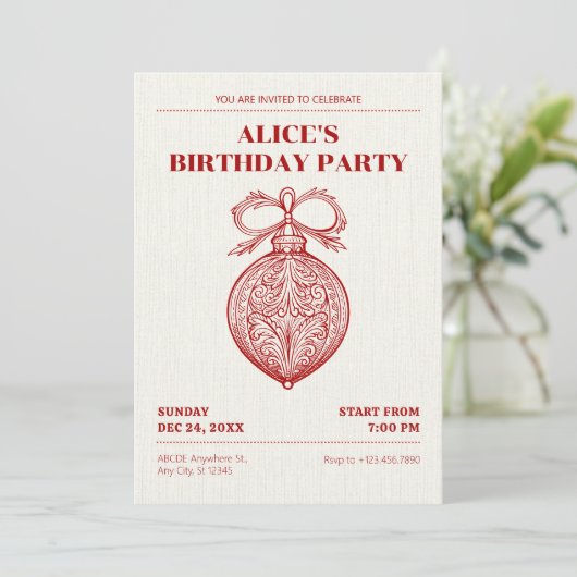 Klassischer Weihnachtsgeschmack Einladung (Stehend Vorderseite)