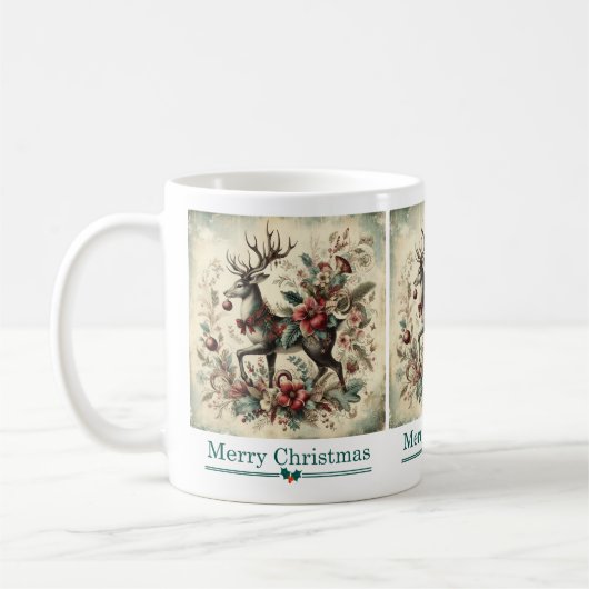 Klassischer Weihnachtshirsch-Becher Kaffeetasse (Links)