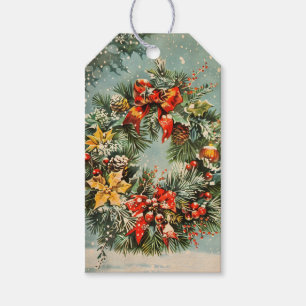 Klassischer Weihnachtskranz der 50er Jahre mit Rib Geschenkanhänger