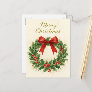 Klassischer Weihnachtskranz Elegantes Weihnachtsfe Feiertagspostkarte