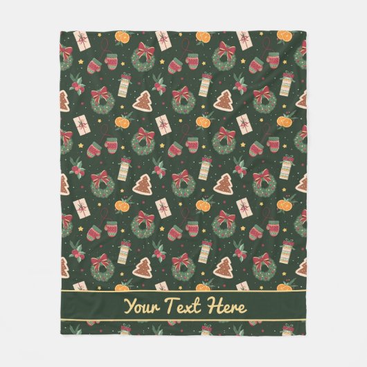 Klassischer Weihnachtskranz & Handschuhe Fleece-De Fleecedecke (Vorderseite)