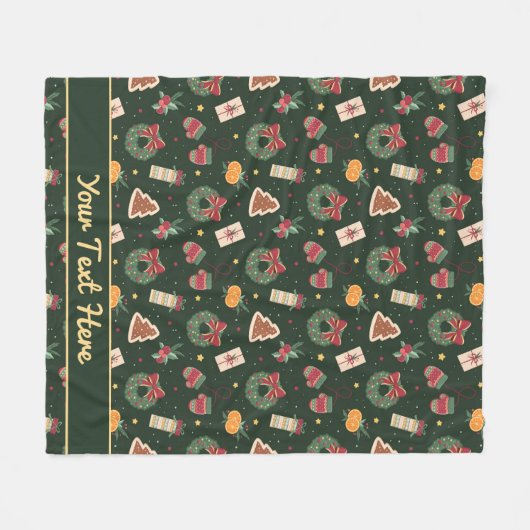 Klassischer Weihnachtskranz & Handschuhe Fleece-De Fleecedecke (Vorderseite (Horizontal))