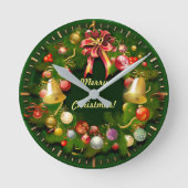 Klassischer Weihnachtskranz mit Personalisierter B Runde Wanduhr (Vorderseite)