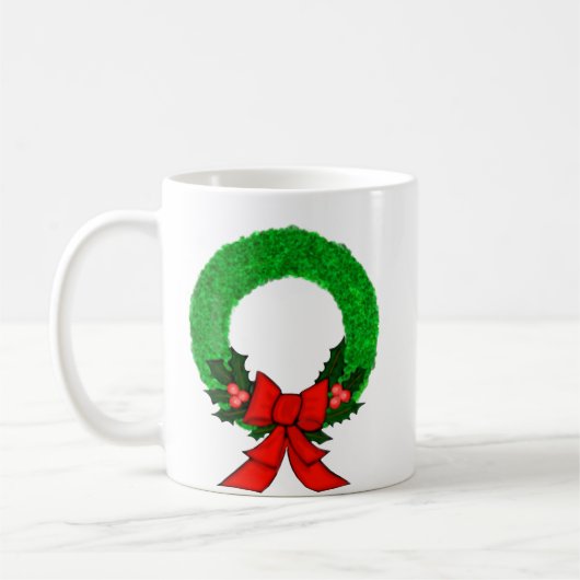 Klassischer Weihnachtskranz mit roter Schleife Kaffeetasse (Links)